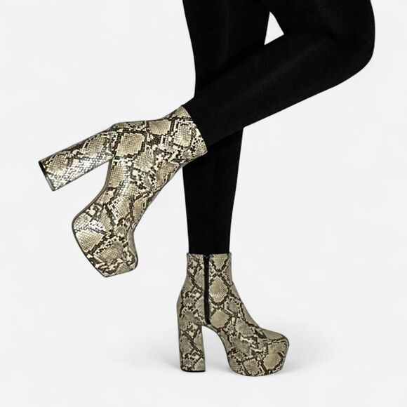 Aldo Women's Snakeskin Platform Chunky Bootie - Picture 4 of 8